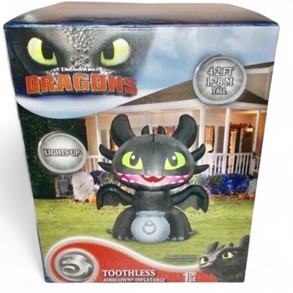 Toothless Light Up Halloween Airblown Inflatable 4.2' How To Train Your Dragon - Picture 5 of 6